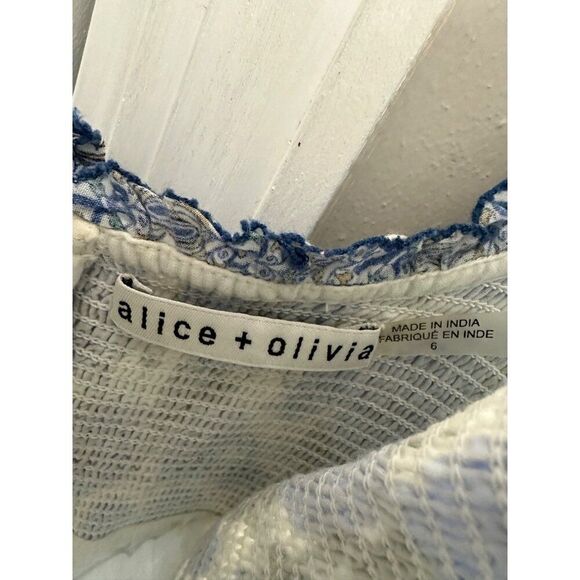 Alice + Olivia Rosalyn Maxi Dress Size 6 Blue White Boho - Picture 6 of 11
